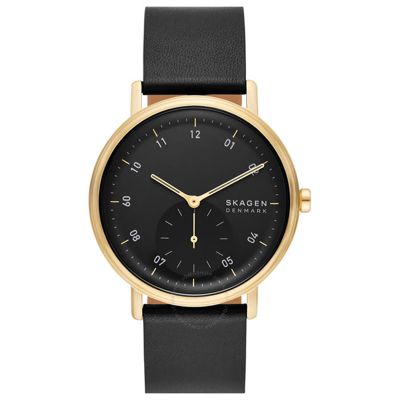 Skagen Men's Kuppel Three Hand Black Leather Watch 44mm