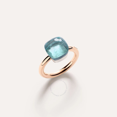 Pomellato Nudo Classic Ring With Blue Topaz In 18k Rose And White Gold