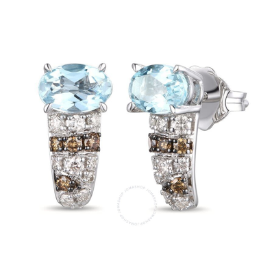 Le Vian Ladies Sea Blue Aquamarine Earrings Set In 14k Vanilla Gold In White