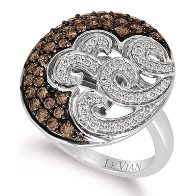 Le Vian Ladies Chocolate And Vanilla Rings Set In 14k Vanilla Gold In White
