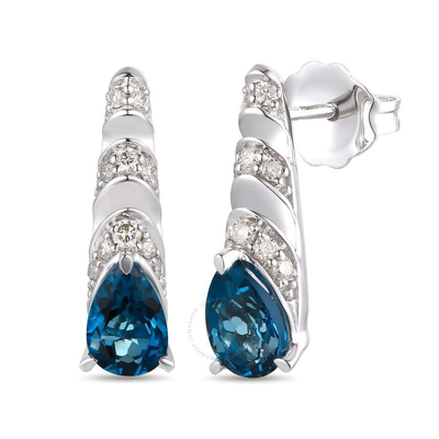 Le Vian Ladies Deep Sea Blue Topaz Earrings Set In 14k Vanilla Gold In White