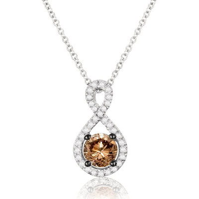Le Vian Ladies Chocolate Solitaire Necklaces Set In 14k Vanilla Gold In White