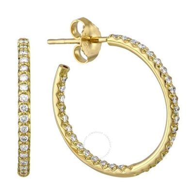 Roberto Coin Small Yellow Gold Inside Outside Diamond Hoop Earrings