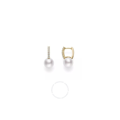 Mikimoto Women's Classic 18k Rose Gold, 8mm Round Akoya A+ Pearl & Diamond Earrings In Yellow