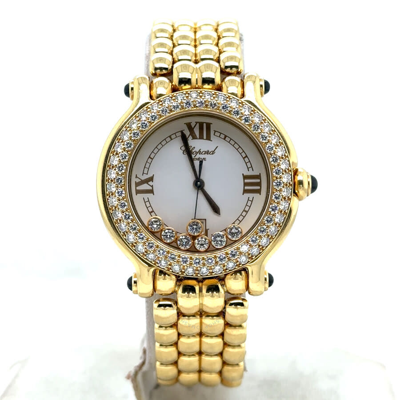 Chopard Happy Sport Quartz Diamond White Dial Ladies Watch 27/6145-23 In Gold / Gold Tone / White / Yellow