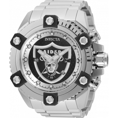 Invicta Nfl Las Vegas Raiders Chronograph Gmt Quartz Black Dial Men's Watch 35511