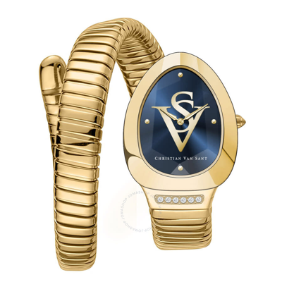 Christian Van Sant Women's Naga Blue Dial Watch In Blue / Gold Tone / Yellow