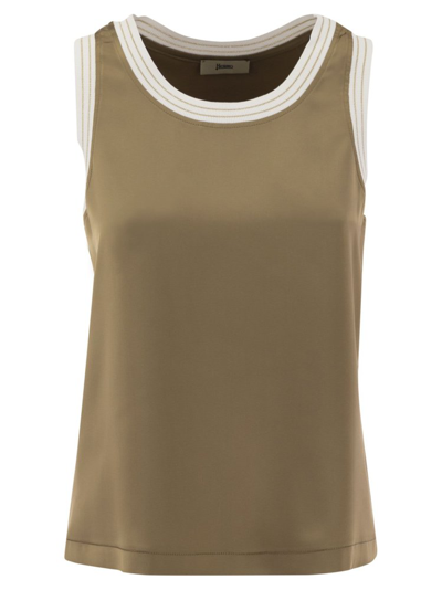 Herno Casual Satin Top In Sand