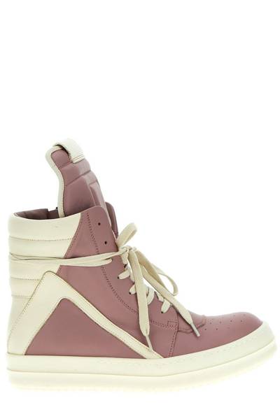 Rick Owens Lido Geobasket Round Toe Trainers In Pink