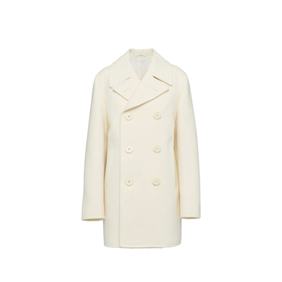 Prada Double-breasted Wool Peacoat In White