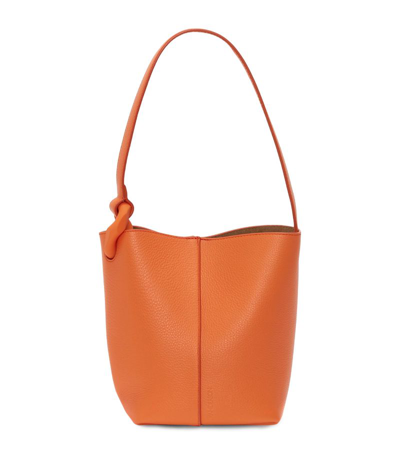 Jw Anderson Leather Corner Bucket Tote Bag In Orange