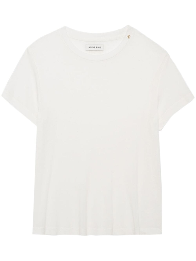 Anine Bing V-neck Short-sleeve T-shirt In Beige