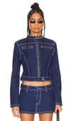 Lioness Bella Moto Jacket In È“�è‰²ç‰›ä»”