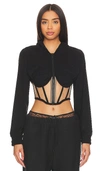 Rta Zip Up Corset Hoodie Top In É»‘è‰²