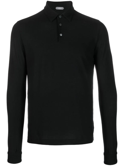 Zanone Long Sleeves Polo In Black