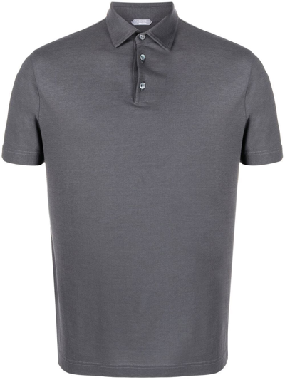 Zanone Short Sleeves Polo In Grey