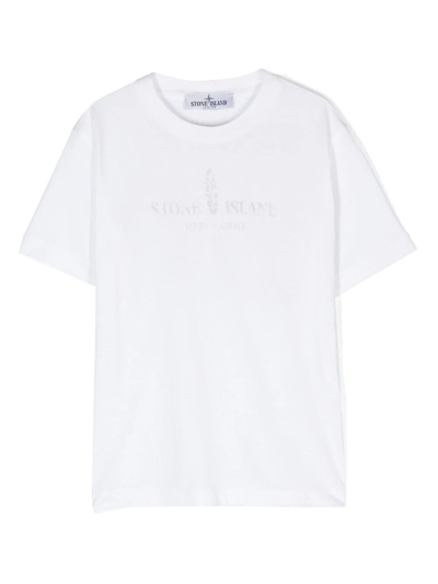 Stone Island Junior Kids' Compass-motif T-shirt In White