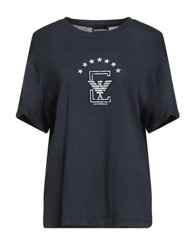 Emporio Armani Woman T-shirt Midnight Blue Size Xs Modal, Cotton In Blue