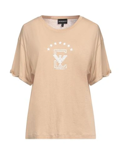 Emporio Armani Woman T-shirt Beige Size Xl Modal, Cotton In Beige