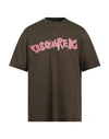 Dsquared2 Man T-shirt Military Green Size M Cotton