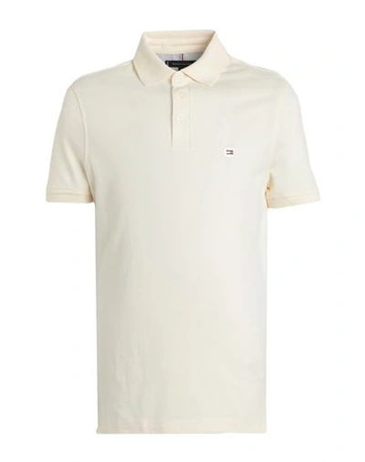Tommy Hilfiger Man Polo Shirt Cream Size L Cotton, Elastane In White