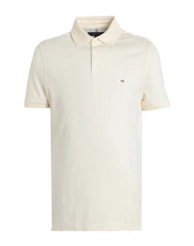 Tommy Hilfiger Man Polo Shirt Cream Size M Cotton, Elastane In White