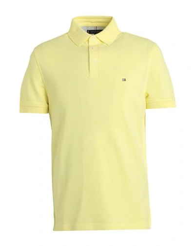 Tommy Hilfiger Man Polo Shirt Light Yellow Size L Cotton, Elastane
