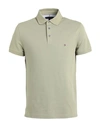 Tommy Hilfiger Man Polo Shirt Sage Green Size L Cotton, Elastane