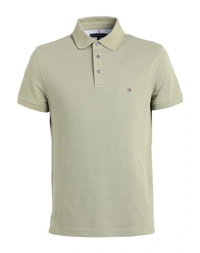 Tommy Hilfiger Man Polo Shirt Sage Green Size L Cotton, Elastane