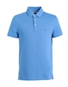 Tommy Hilfiger Man Polo Shirt Light Blue Size L Cotton, Elastane