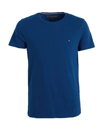 Tommy Hilfiger Man T-shirt Blue Size L Cotton, Elastane