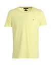 Tommy Hilfiger Man T-shirt Yellow Size M Cotton, Elastane