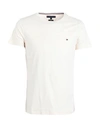 Tommy Hilfiger Man T-shirt Cream Size Xl Cotton, Elastane In White