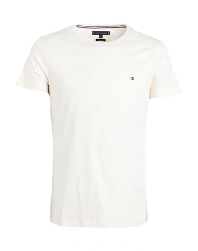 Tommy Hilfiger Man T-shirt Cream Size Xl Cotton, Elastane In White