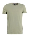 Tommy Hilfiger Man T-shirt Sage Green Size L Cotton, Elastane
