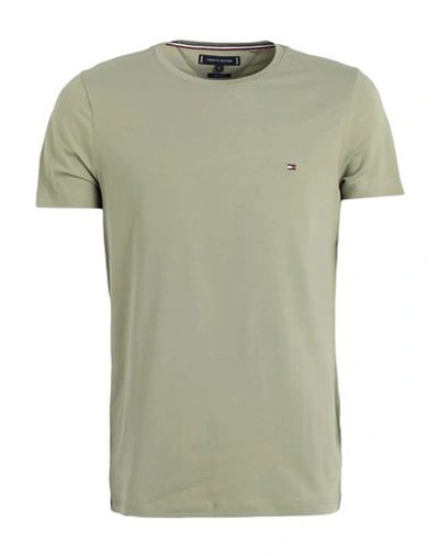 Tommy Hilfiger Man T-shirt Sage Green Size L Cotton, Elastane