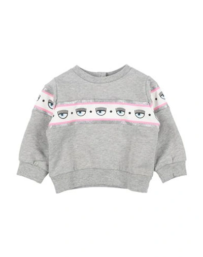 Chiara Ferragni Babies'  Newborn Girl Sweatshirt Grey Size 3 Cotton, Elastane