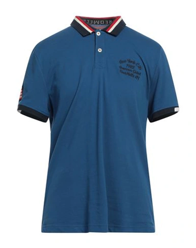 Fred Mello Man Polo Shirt Blue Size Xxl Cotton