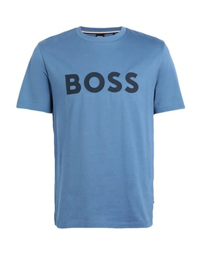 Hugo Boss Boss Man T-shirt Slate Blue Size Xl Cotton, Elastane
