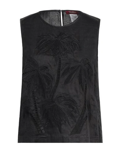 MAX MARA MAX MARA STUDIO WOMAN TOP BLACK SIZE 14 RAMIE, POLYESTER