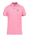 People Of Shibuya Man Polo Shirt Fuchsia Size L Cotton, Elastane In Pink