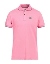 People Of Shibuya Man Polo Shirt Fuchsia Size M Cotton, Elastane In Pink