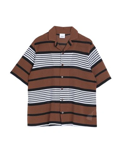 Burberry Man Shirt Brown Size M Polyamide