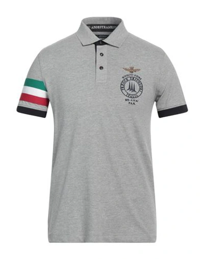 Aeronautica Militare Man Polo Shirt Grey Size S Cotton, Elastane