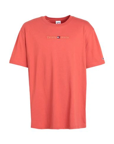 Tommy Jeans Man T-shirt Orange Size Xxl Cotton