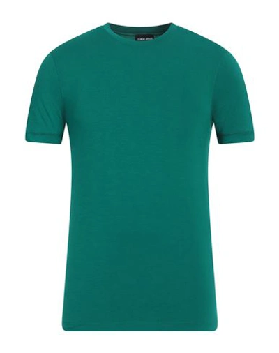 Giorgio Armani Man T-shirt Green Size 46 Viscose, Elastane