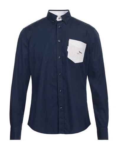 Harmont & Blaine Man Shirt Midnight Blue Size Xl Cotton