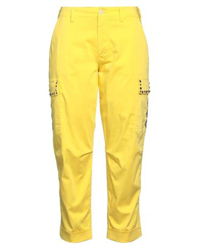 Mason's Woman Cropped Pants Yellow Size 10 Cotton, Elastane