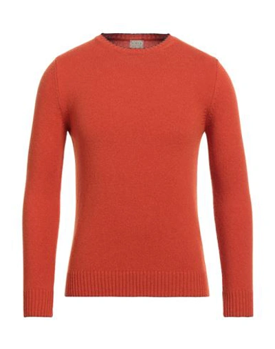 H953 Man Sweater Orange Size 36 Merino Wool
