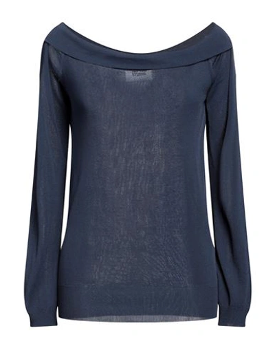 Alpha Studio Woman Sweater Midnight Blue Size 10 Viscose, Elastane In Blue